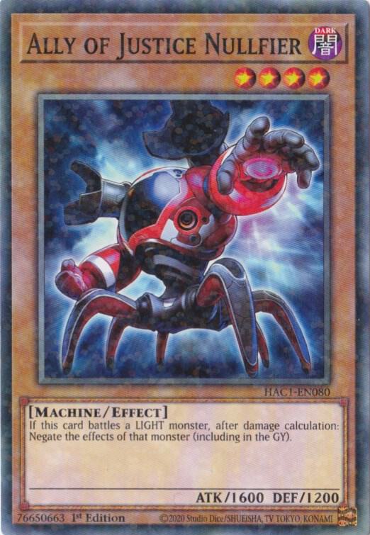 Ally of Justice Nullfier (Duel Terminal) HAC1-EN080 card from Hidden Arsenal: Chapter 1