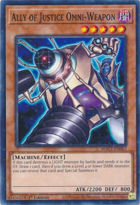 Ally of Justice Omni-Weapon (Duel Terminal) HAC1-EN087 card from Hidden Arsenal: Chapter 1