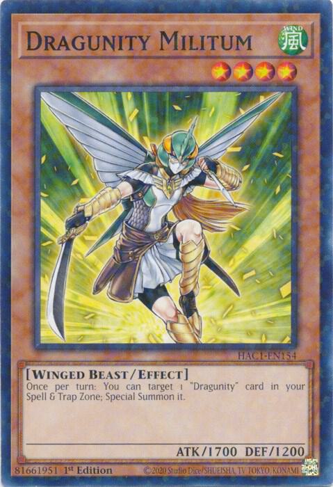 Dragunity Militum (Duel Terminal) HAC1-EN154 card from Hidden Arsenal: Chapter 1