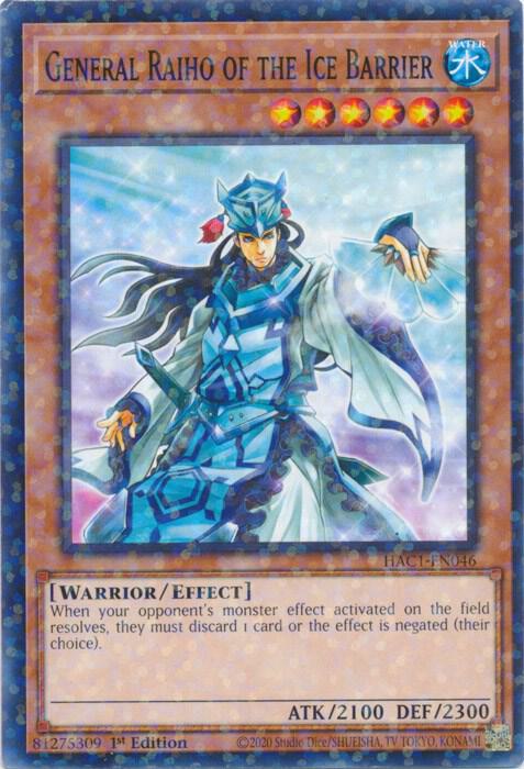 General Raiho of the Ice Barrier (Duel Terminal) HAC1-EN046 card from Hidden Arsenal: Chapter 1