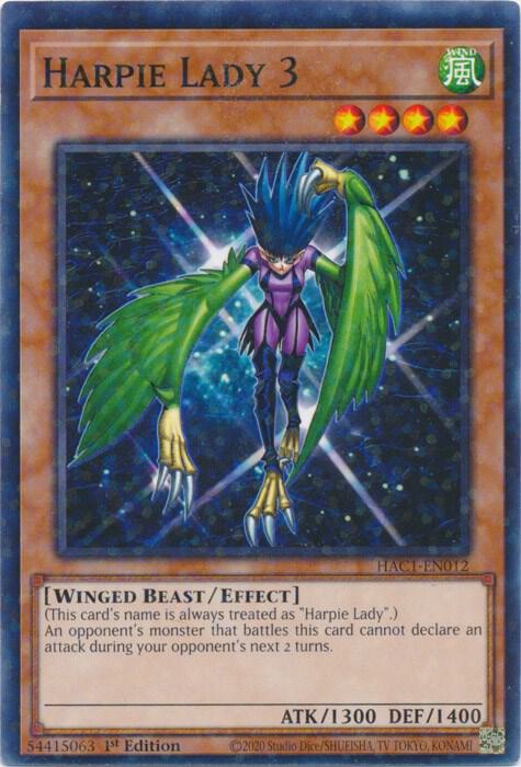 Harpie Lady 3 (Duel Terminal) HAC1-EN012 card from Hidden Arsenal: Chapter 1