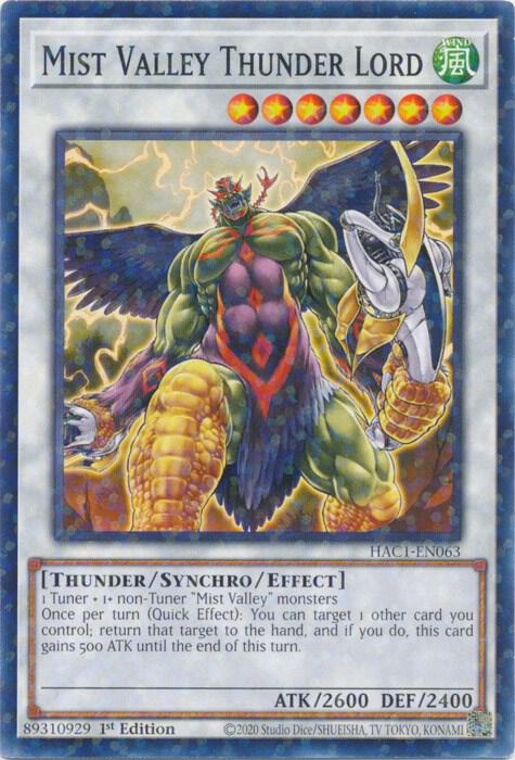 Mist Valley Thunder Lord (Duel Terminal) HAC1-EN063 card from Hidden Arsenal: Chapter 1