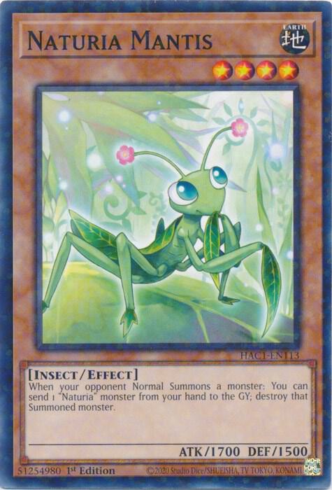 Naturia Mantis (Duel Terminal) HAC1-EN113 card from Hidden Arsenal: Chapter 1