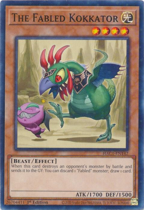 The Fabled Kokkator (Duel Terminal) HAC1-EN142 card from Hidden Arsenal: Chapter 1
