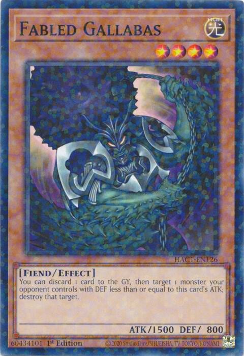 Fabled Gallabas (Duel Terminal) HAC1-EN126 card from Hidden Arsenal: Chapter 1