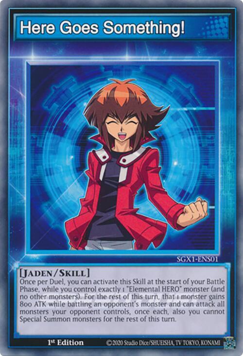 Here Goes Something! SGX1-ENS01 card from Speed Duel GX: Duel Academy Box