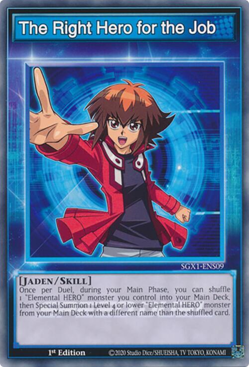 The Right Hero for the Job SGX1-ENS09 card from Speed Duel GX: Duel Academy Box