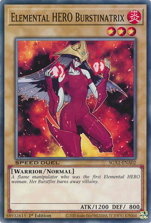 Elemental HERO Burstinatrix SGX1-ENA02 card from Speed Duel GX: Duel Academy Box