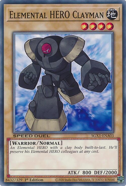 Elemental HERO Clayman SGX1-ENA03 card from Speed Duel GX: Duel Academy Box