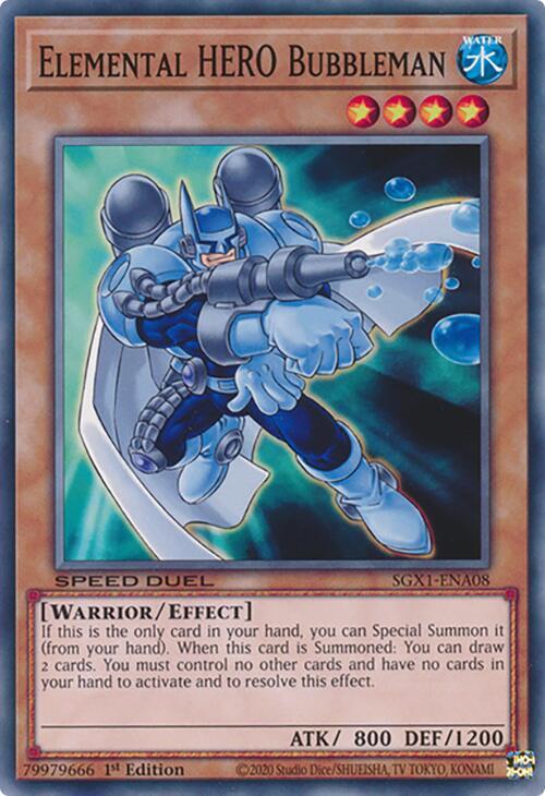 Elemental HERO Bubbleman SGX1-ENA08 card from Speed Duel GX: Duel Academy Box