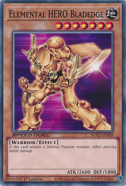 Elemental HERO Bladedge SGX1-ENA09 card from Speed Duel GX: Duel Academy Box