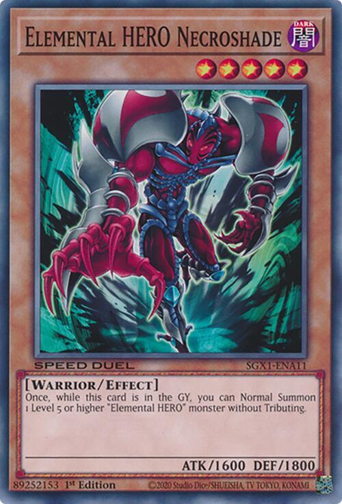 Elemental HERO Necroshade SGX1-ENA11 card from Speed Duel GX: Duel Academy Box