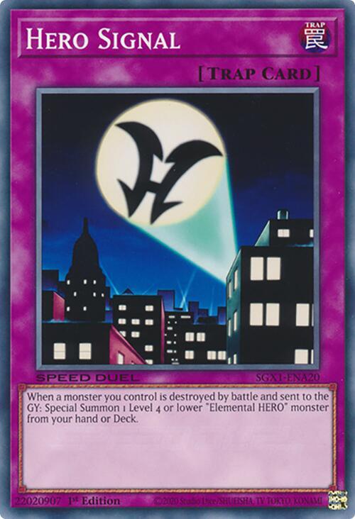 Hero Signal SGX1-ENA20 card from Speed Duel GX: Duel Academy Box
