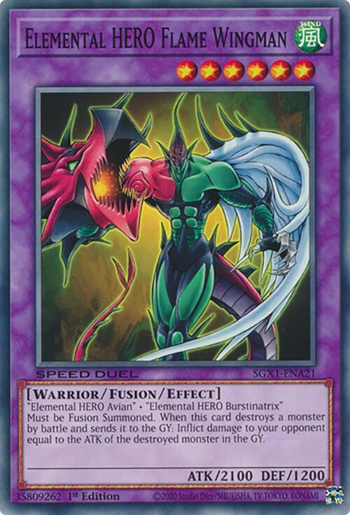 Elemental HERO Flame Wingman SGX1-ENA21 card from Speed Duel GX: Duel Academy Box