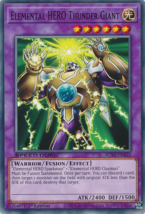 Elemental HERO Thunder Giant SGX1-ENA22 card from Speed Duel GX: Duel Academy Box