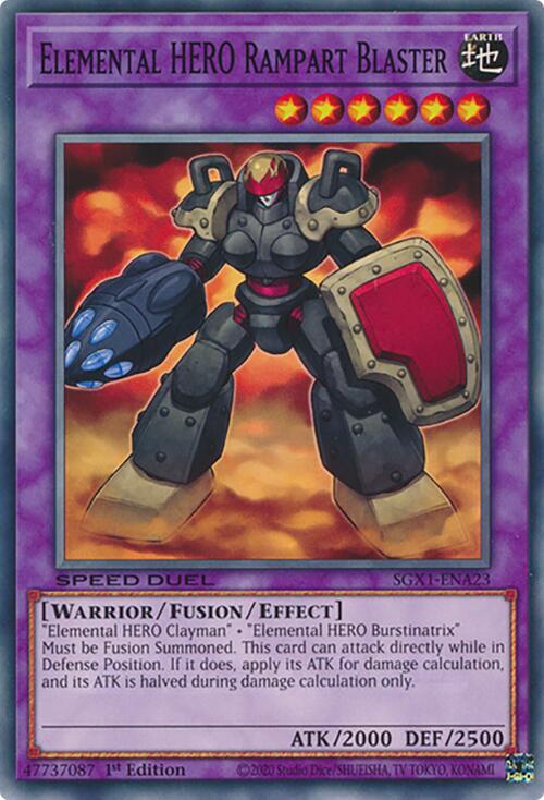 Elemental HERO Rampart Blaster SGX1-ENA23 card from Speed Duel GX: Duel Academy Box