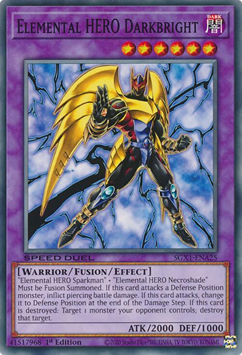 Elemental HERO Darkbright SGX1-ENA25 card from Speed Duel GX: Duel Academy Box