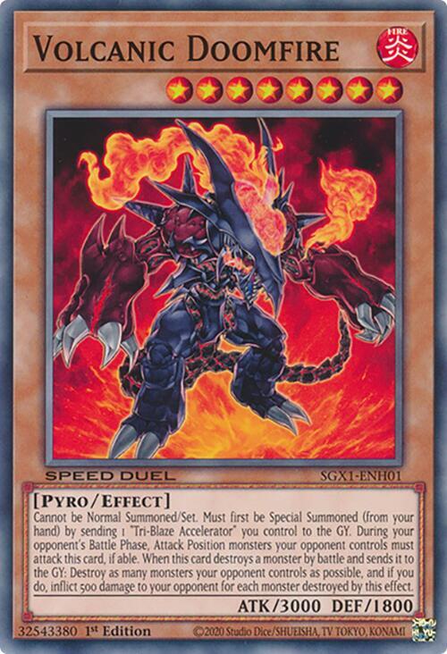 Volcanic Doomfire SGX1-ENH01 card from Speed Duel GX: Duel Academy Box