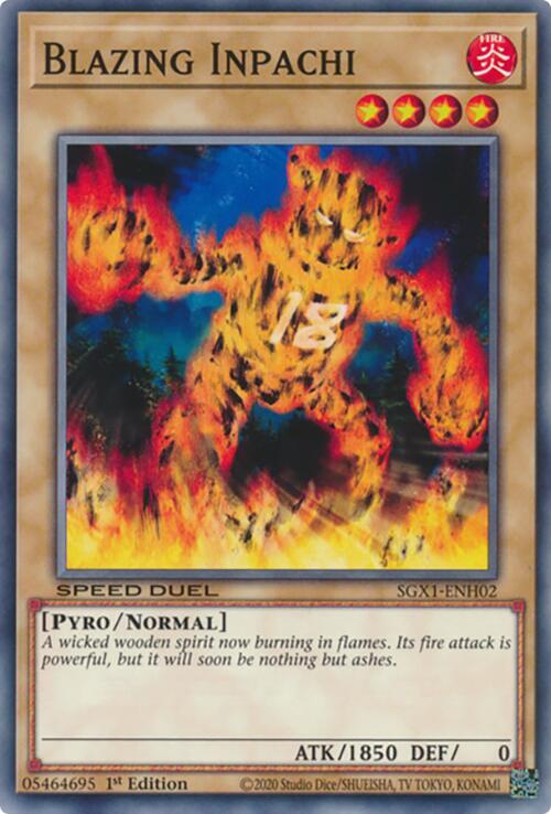Blazing Inpachi SGX1-ENH02 card from Speed Duel GX: Duel Academy Box