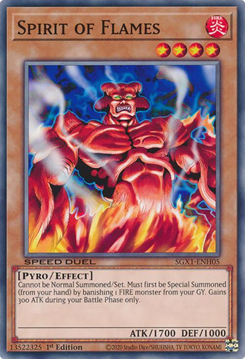 Spirit of Flames SGX1-ENH05 card from Speed Duel GX: Duel Academy Box