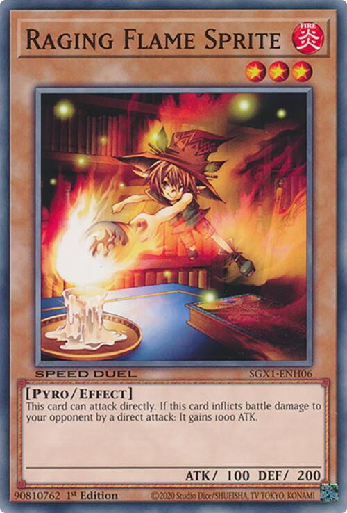 Raging Flame Sprite SGX1-ENH06 card from Speed Duel GX: Duel Academy Box