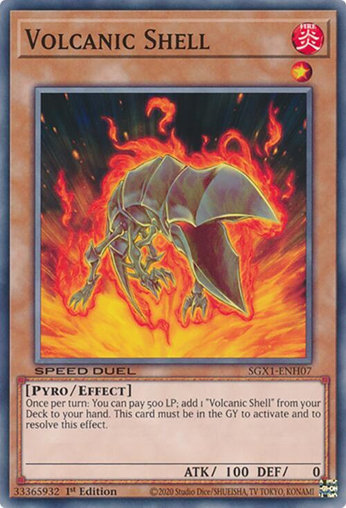Volcanic Shell SGX1-ENH07 card from Speed Duel GX: Duel Academy Box