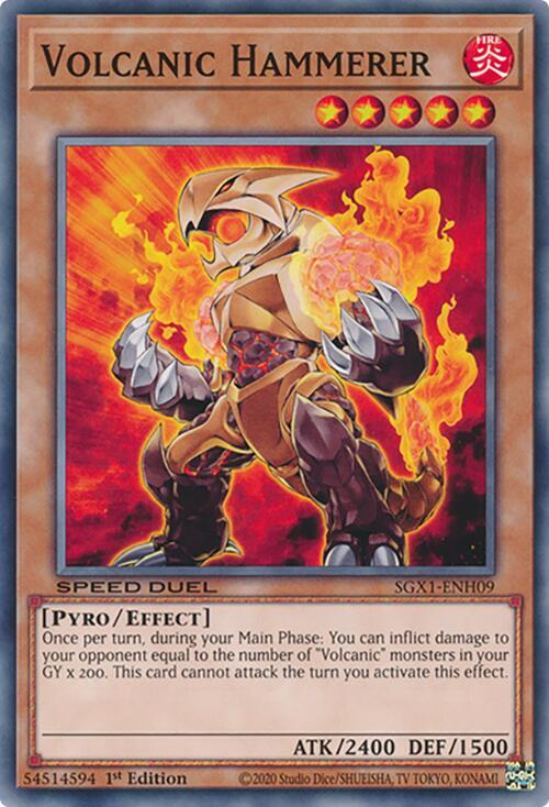 Volcanic Hammerer SGX1-ENH09 card from Speed Duel GX: Duel Academy Box