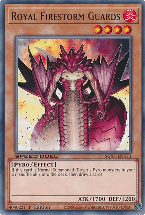 Royal Firestorm Guards SGX1-ENH11 card from Speed Duel GX: Duel Academy Box