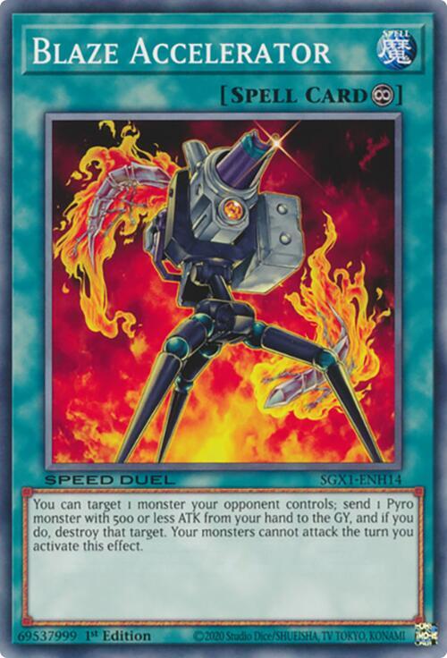 Blaze Accelerator SGX1-ENH14 card from Speed Duel GX: Duel Academy Box
