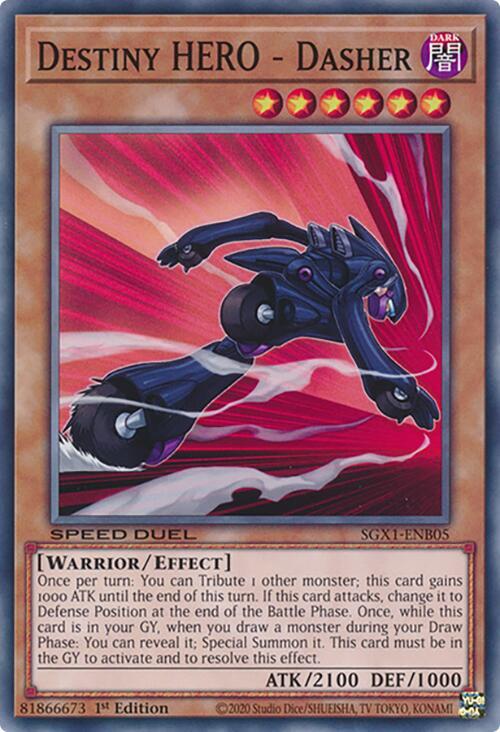 Destiny HERO - Dasher SGX1-ENB05 card from Speed Duel GX: Duel Academy Box