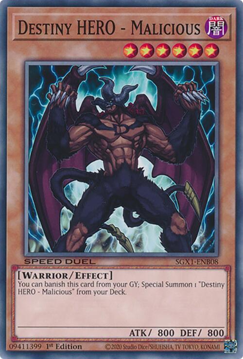 Destiny HERO - Malicious SGX1-ENB08 card from Speed Duel GX: Duel Academy Box