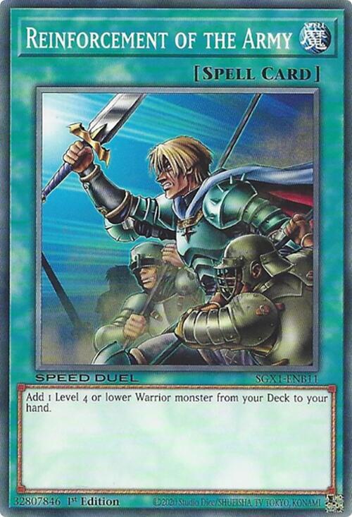 Reinforcement of the Army (B) SGX1-ENB11 card from Speed Duel GX: Duel Academy Box