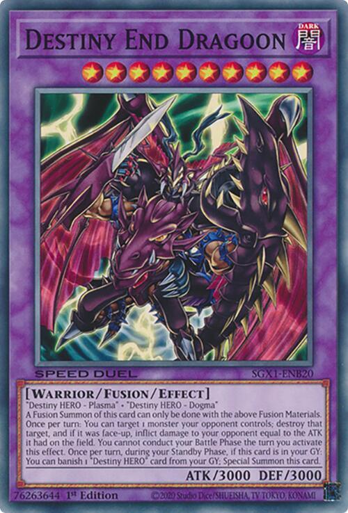 Destiny End Dragoon SGX1-ENB20 card from Speed Duel GX: Duel Academy Box