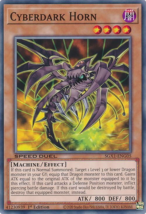 Cyberdark Horn SGX1-ENG05 card from Speed Duel GX: Duel Academy Box