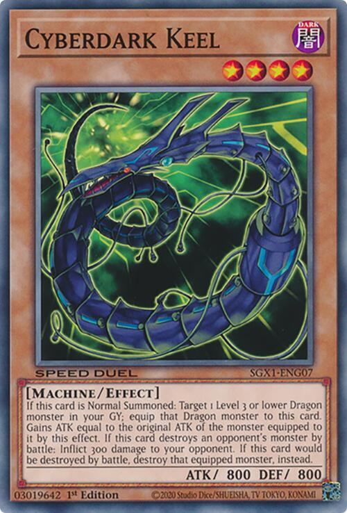 Cyberdark Keel SGX1-ENG07 card from Speed Duel GX: Duel Academy Box