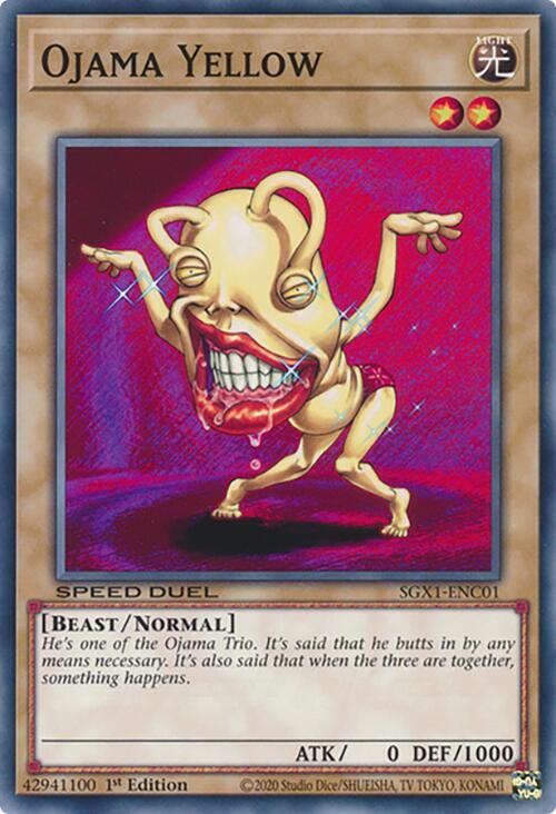 Ojama Yellow SGX1-ENC01 card from Speed Duel GX: Duel Academy Box