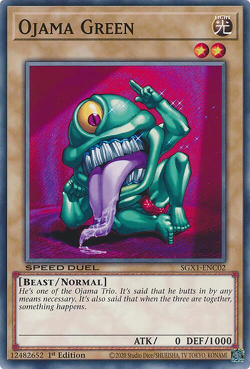 Ojama Green SGX1-ENC02 card from Speed Duel GX: Duel Academy Box