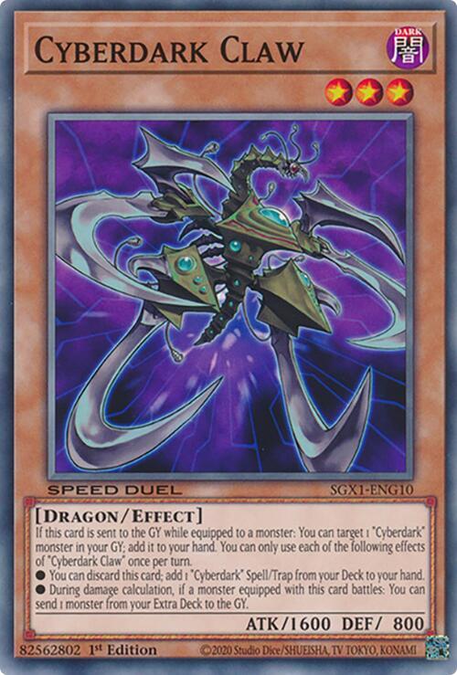Cyberdark Claw SGX1-ENG10 card from Speed Duel GX: Duel Academy Box