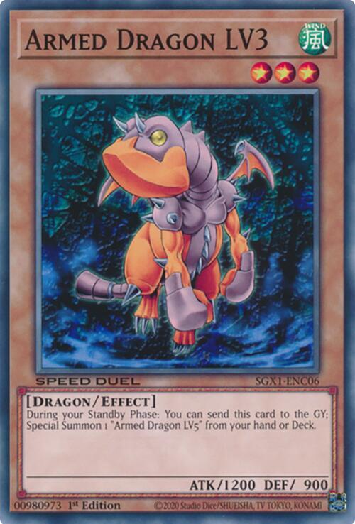 Armed Dragon LV3 SGX1-ENC06 card from Speed Duel GX: Duel Academy Box
