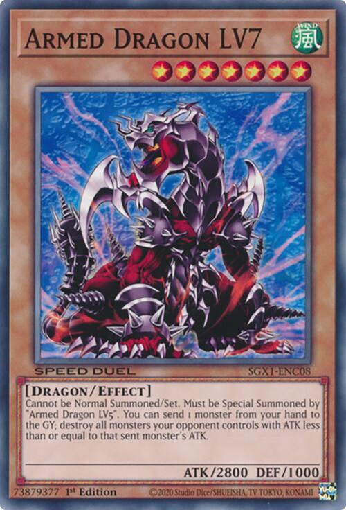 Armed Dragon LV7 SGX1-ENC08 card from Speed Duel GX: Duel Academy Box
