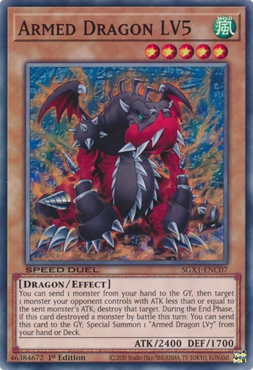 Armed Dragon LV5 SGX1-ENC07 card from Speed Duel GX: Duel Academy Box