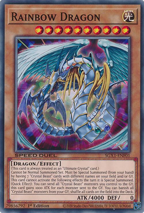 Rainbow Dragon SGX1-ENF01 card from Speed Duel GX: Duel Academy Box