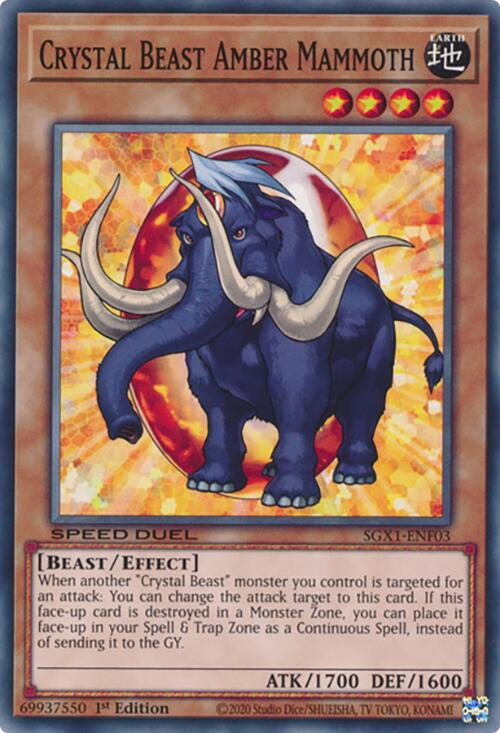 Crystal Beast Amber Mammoth SGX1-ENF03 card from Speed Duel GX: Duel Academy Box