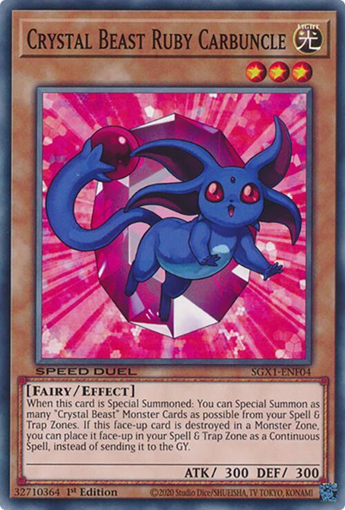 Crystal Beast Ruby Carbuncle SGX1-ENF04 card from Speed Duel GX: Duel Academy Box