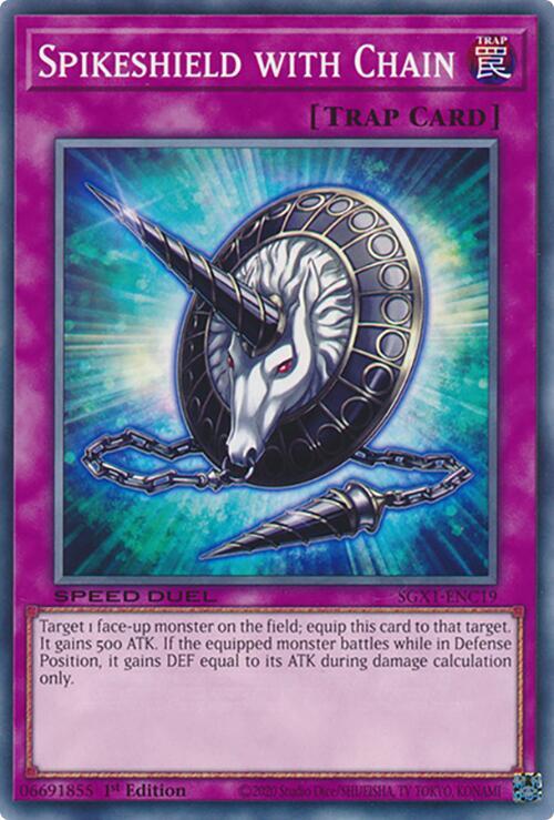 Spikeshield with Chain SGX1-ENC19 card from Speed Duel GX: Duel Academy Box