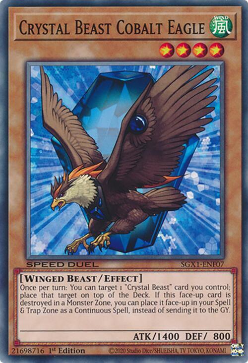 Crystal Beast Cobalt Eagle SGX1-ENF07 card from Speed Duel GX: Duel Academy Box