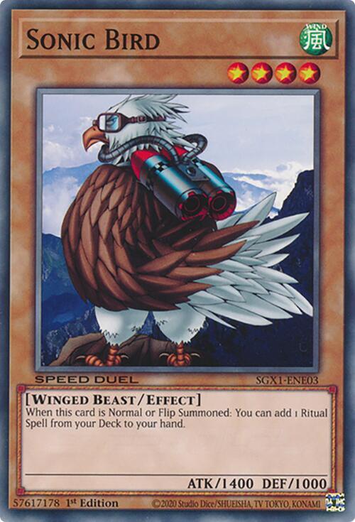 Sonic Bird SGX1-ENE03 card from Speed Duel GX: Duel Academy Box