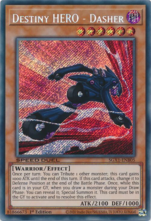 Destiny HERO - Dasher (Secret Rare) SGX1-ENB05 card from Speed Duel GX: Duel Academy Box