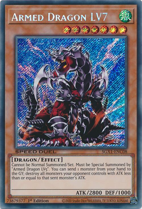 Armed Dragon LV7 (Secret Rare) SGX1-ENC08 card from Speed Duel GX: Duel Academy Box