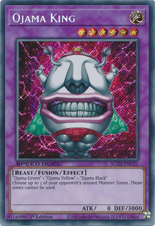 Ojama King (Secret Rare) SGX1-ENC21 card from Speed Duel GX: Duel Academy Box
